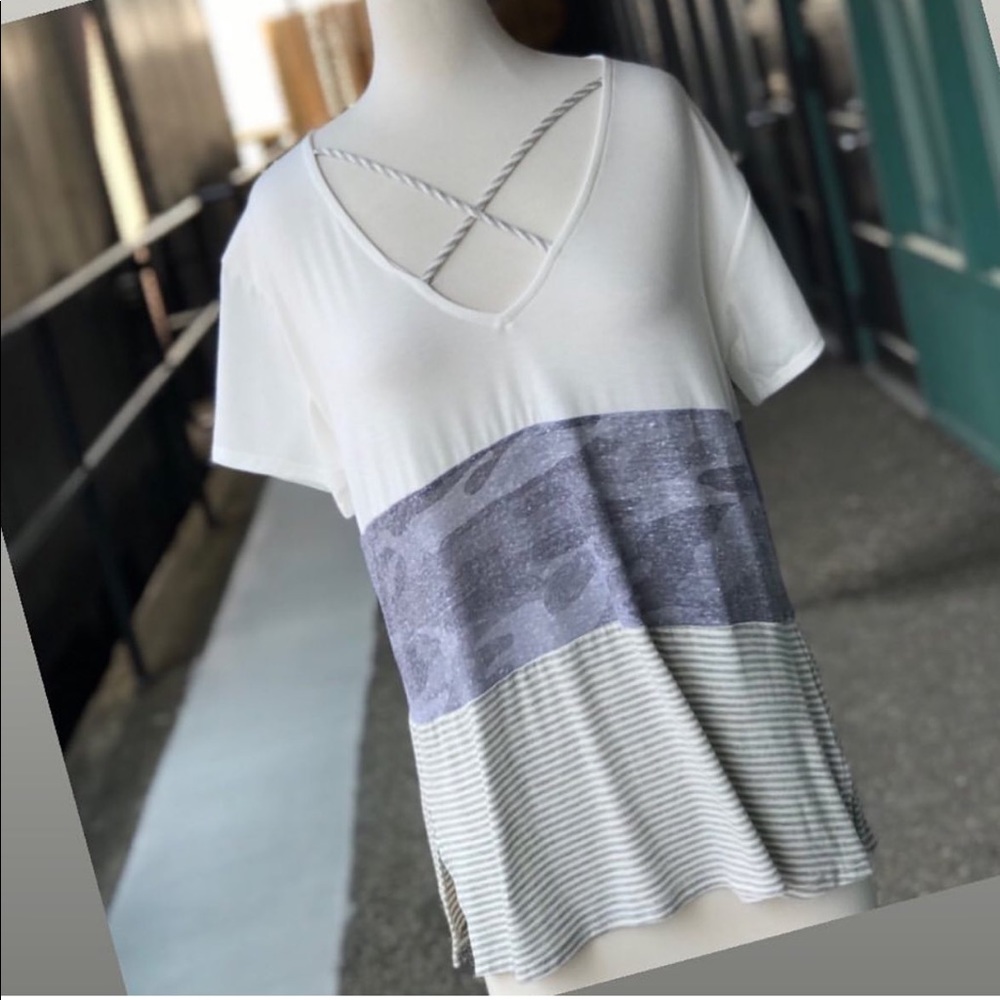 Stripe Camo Combo Top